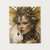 Steampunk Bee Insecte Vrouw Tapestry Wandkleed (Voorkant)