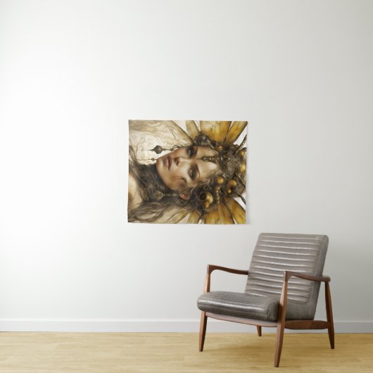 Steampunk Bee Insecte Vrouw Tapestry Wandkleed (In Situ (horizontaal))