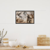 Steampunk-beelden over de Brooklyn Bridge Poster (Keuken)