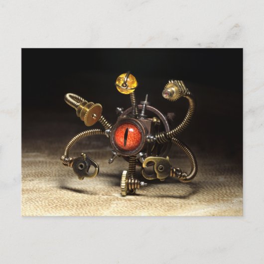 Steampunk Beholder Robot Briefkaart (Voorkant)