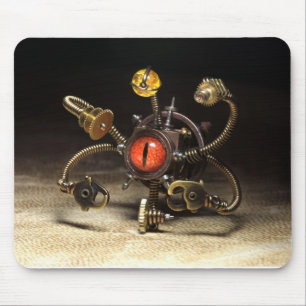 Steampunk Beholder Robot door kunstenaar Daniel Pr Muismat