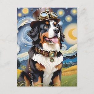 Steampunk Berner Berghond Briefkaart