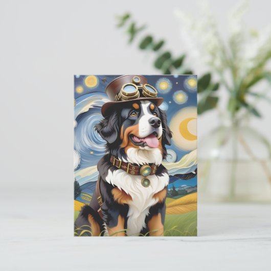 Steampunk Berner Berghond Briefkaart (Staand voorkant)