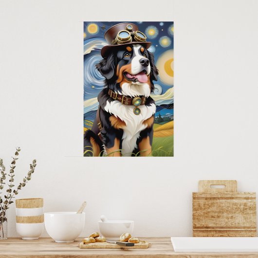 Steampunk Berner Berghond Poster (Keuken)