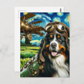 Steampunk Berner Berghond Van Gogh Briefkaart (Voorkant / Achterkant)