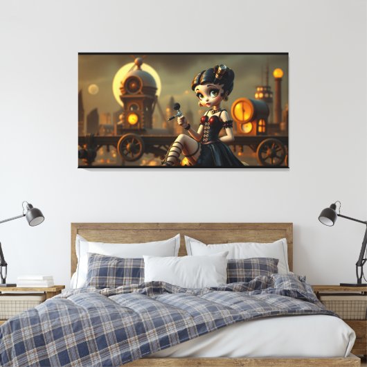 Steampunk Betty Canvas Afdruk (Insitu (Slaapkamer))