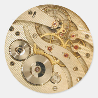 Steampunk bewegende delen goud ronde sticker