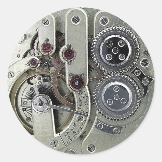 Steampunk bewegende onderdelen Sticker zilver (Voorkant)