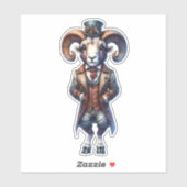 Steampunk Bighorn Sheep Transparant Sticker (Vel)