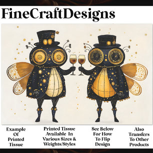 Steampunk bijen roosteren met wijn AM8 Decoupage Tissuepapier