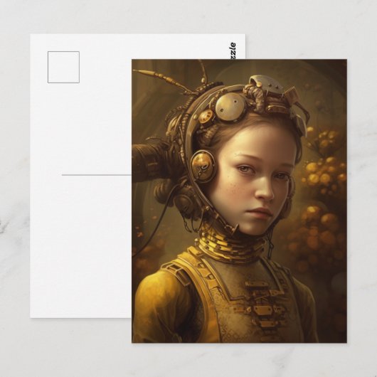 Steampunk Bijenhouder Kinderportret Briefkaart (Voorkant / Achterkant)