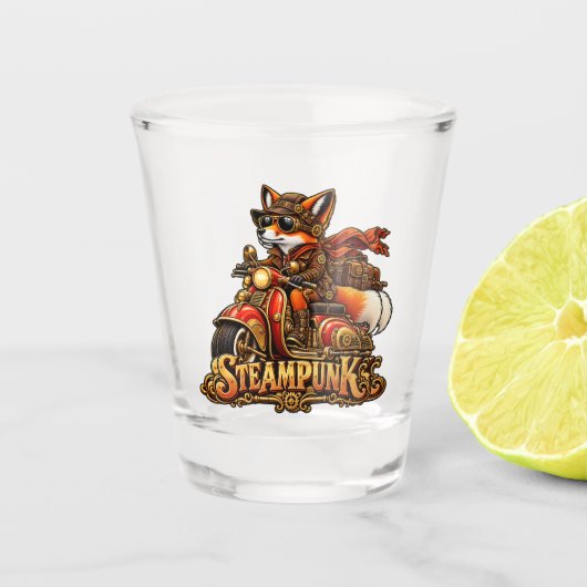 steampunk biker vos shot glas (Voorkant)