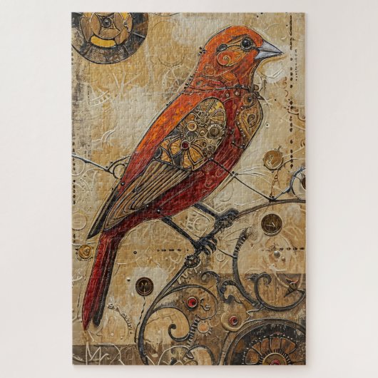 Steampunk Bird Art moeilijk Legpuzzel (Verticaal)