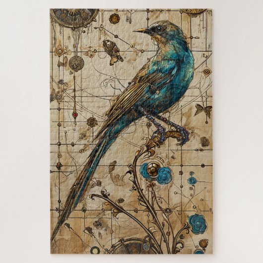 Steampunk Bird Art moeilijk Legpuzzel (Verticaal)