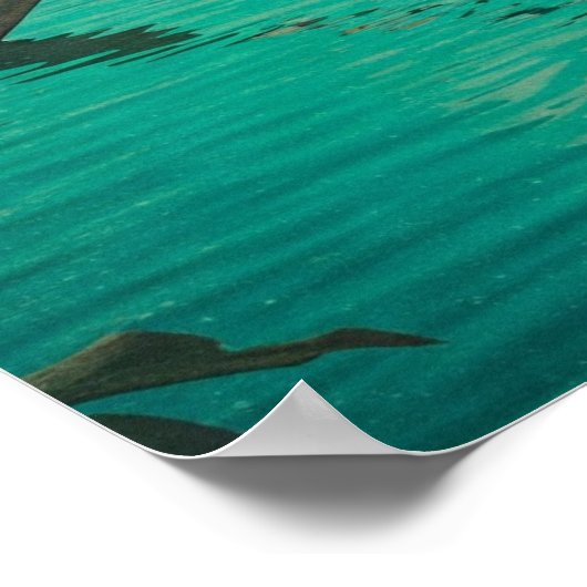 Steampunk Bird Rowing Surreal Lake Cosmic Poster (Hoek)