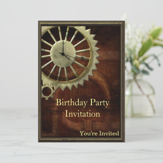  Steampunk Birthday Kaart (Staand voorkant)