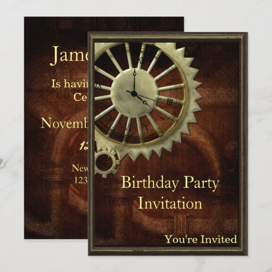  Steampunk Birthday Kaart (Voorkant / Achterkant)