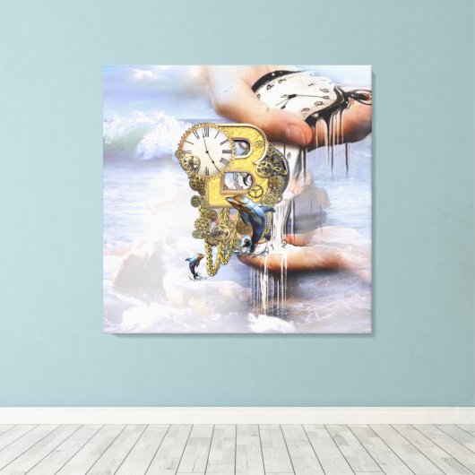 Steampunk Birthday letter B Canvas Afdruk (Insitu (Houten vloer))