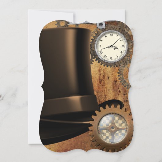 Steampunk Birthday Party Invitation Kaart (Achterkant)