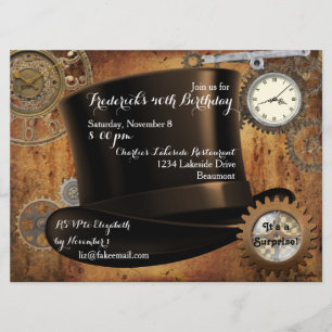 Steampunk Birthday Party Invitation Kaart