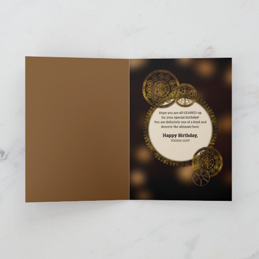 Steampunk Birthday with Metal Gear Clock n Guitar Kaart (Binnen)