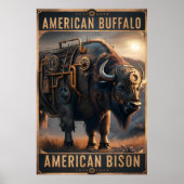 Steampunk Bizon in het wild Poster (Voorkant)