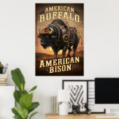 Steampunk Bizon Sunset Poster (Thuiskantoor)