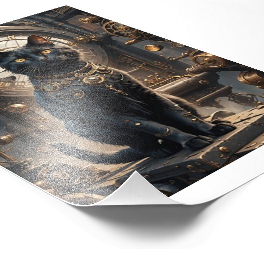 Steampunk Black Cat 1 Foto Afdruk (Hoek)