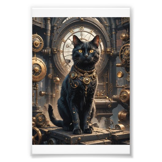Steampunk Black Cat 1 Foto Afdruk (Voorkant)