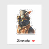 Steampunk Black Cat Sticker (Vel)