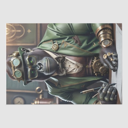 Steampunk Black Gorilla big boss Tissuepapier (Voorkant)