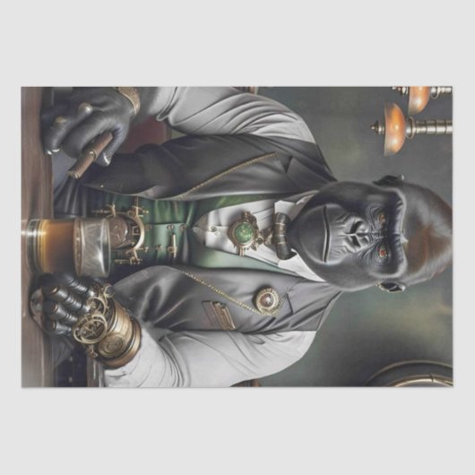 Steampunk Black Gorilla big boss Tissuepapier (Voorkant)