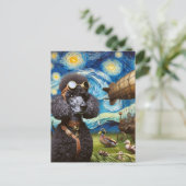 Steampunk Black Poodle Pilot Van Gogh Briefkaart (Staand voorkant)