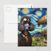 Steampunk Black Poodle Pilot Van Gogh Briefkaart (Voorkant / Achterkant)