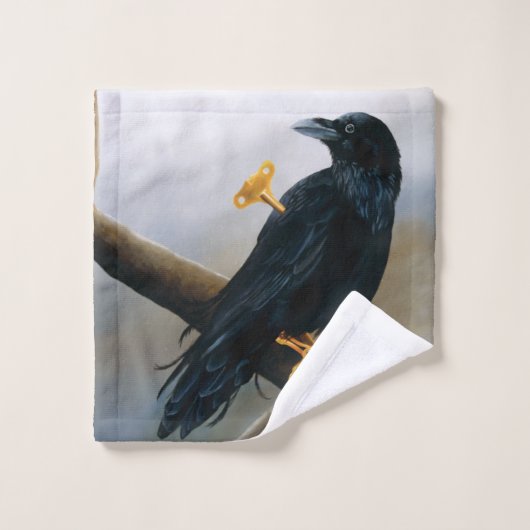 Steampunk Black Raven Bad Handdoek (Wasdoekje)