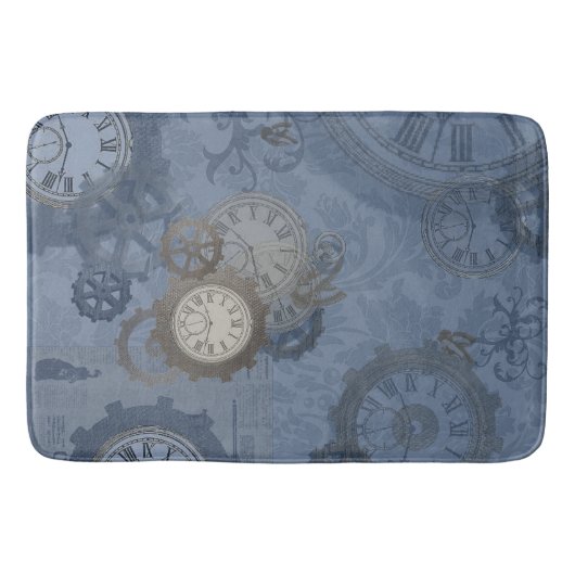Steampunk blauw afdrukken  badmat (Voorkant)