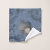 Steampunk blauwe afdruk bad handdoek (Wasdoekje)