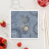 Steampunk blauwe  afdruk servet (Insitu)