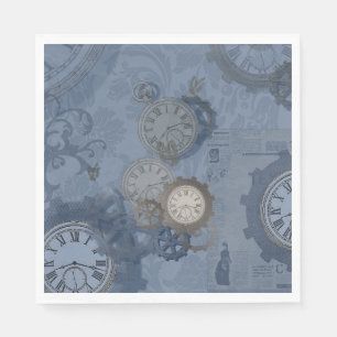 Steampunk blauwe  afdruk servet