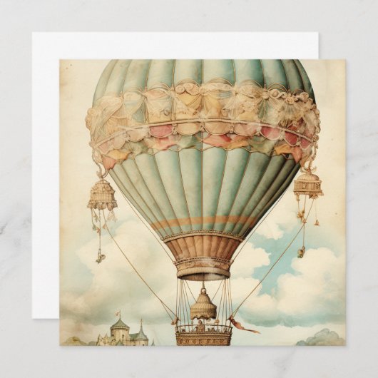 Steampunk Blauwe Hete Luchtballon (Voorkant / Achterkant)