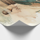  Steampunk Blauwe Hete Luchtballon (2) Cadeaupapier (Hoek)