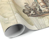  Steampunk Blauwe Hete Luchtballon (2) Cadeaupapier (Rol Hoek)