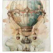  Steampunk Blauwe Hete Luchtballon (2) Douchegordijn (Voorkant)