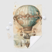  Steampunk Blauwe Hete Luchtballon (2) Golfhanddoek (Insitu)