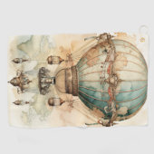  Steampunk Blauwe Hete Luchtballon (2) Golfhanddoek (Horizontaal)