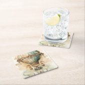  Steampunk Blauwe Hete Luchtballon (2) Kartonnen Onderzetters (Insitu)