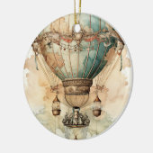  Steampunk Blauwe Hete Luchtballon (2) Keramisch Ornament (Links)
