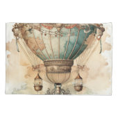  Steampunk Blauwe Hete Luchtballon (2) Kussensloop (Achterkant-Links)