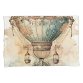  Steampunk Blauwe Hete Luchtballon (2) Kussensloop (Voorkant-Rechts)