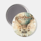  Steampunk Blauwe Hete Luchtballon (2) Magneet (Voorkant / Achterkant)